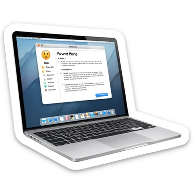 mac laptop with powerpoint page with bullet points  sticker