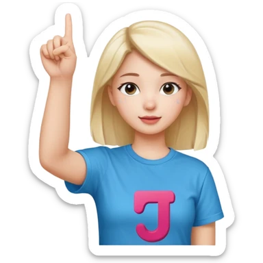 Girl with tiktok logo point up with one finger  sticker