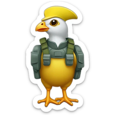 Un poussin jaune avec un casque militaire sticker