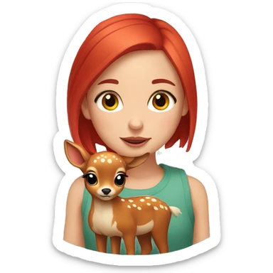 Little fawn with a red hair Girl  sticker