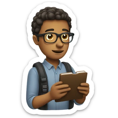 Nerd reading on his phone sticker