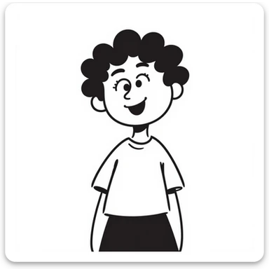 mixed-race girl with shaved curly black hair sticker