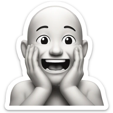 smily face with strong praying hands in mouth sticker