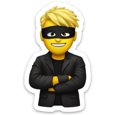 Yellow hair black masker Guy whit money bag and white black lines jacket  sticker