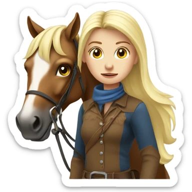 White blonde girl riding horse looking sad sticker
