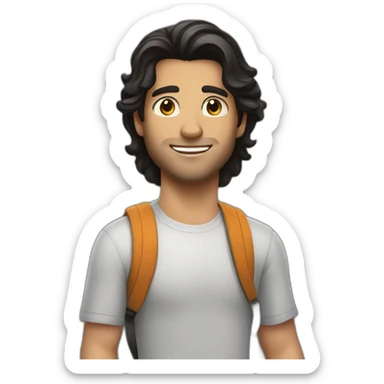 handsome guy with a longboard and dark hair sticker