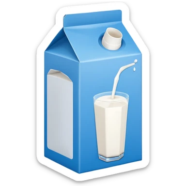 milk carton, simple and cute, white and blue sticker