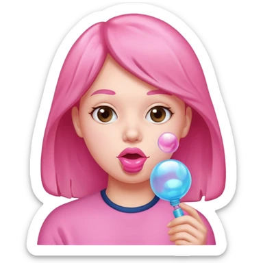 a person who blows gum bubble sticker