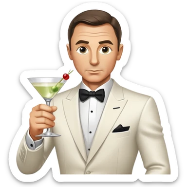 James Bond with martini glass, shaken not stirred sticker