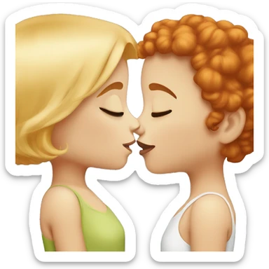 Redhead girl kissing blonde short hair girl sticker