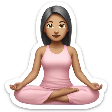 asian yoga girl light pink clothes  sticker