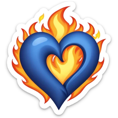 Lacivert alevli kalp sticker