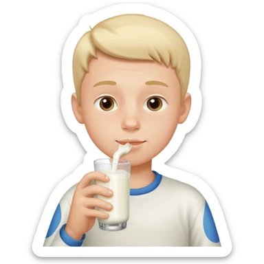 a boy drinking milk sticker