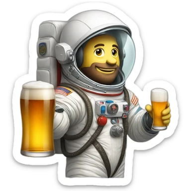 cosmonaut with beer sticker