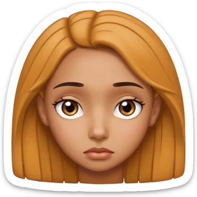 Pretty mixed girl with the sad face sticker