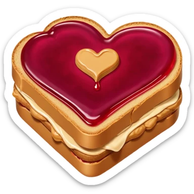peanut butter and jelly, and between them a heart sticker