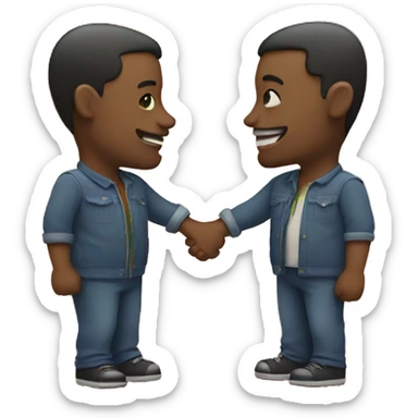 Two men kissing with a rainbow behind them, holding hands sticker