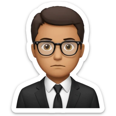 رجل يرتدي نظارات وبذلة رسمية سوداء بالكامل حتى ربطة العنق كانه عميل fbi sticker