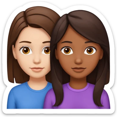 brown girl with brunette white girl lesbian couple sticker