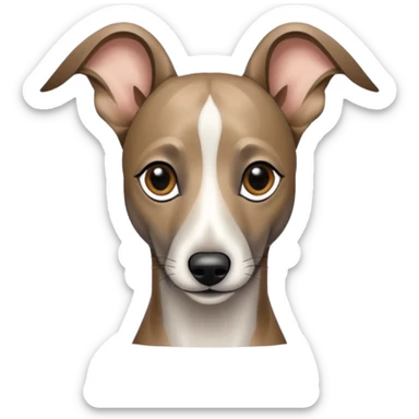 Create a brindle whippet emoji with long Dobby looking ears and a long snout sticker