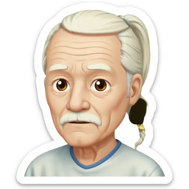 Old man with long white pony tail sticker