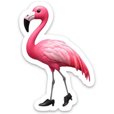 Flamingo with tap dancing shoes  sticker