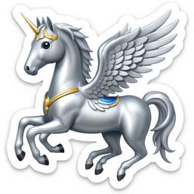 Silver horse with wings full body  sticker