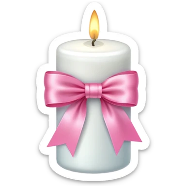White candle light pink bow sticker