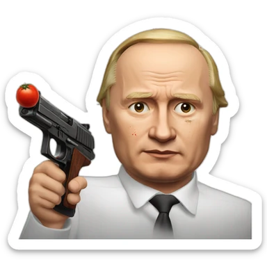 Vladimir Poutine shooting nobody and with tomato stains on his face sticker