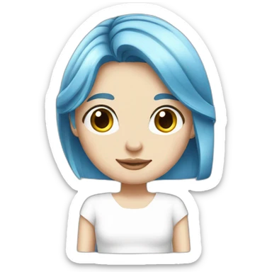 Long straight blue hair white girl in white dress sticker