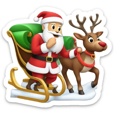 Santa with sleigh and reindeer sticker