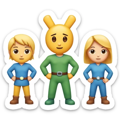 Three characters: an X character, a number 1 character, and another X character standing together sticker