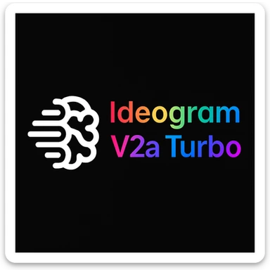 make a colorful text of "Ideogram V2a Turbo", black background, add this logo too sticker