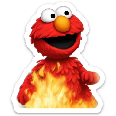elmo on fire sticker