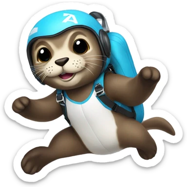 Skydiving otter, put a tag with his name ICE sticker