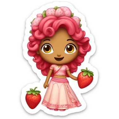 strawberry shortcake in a lehenga  sticker