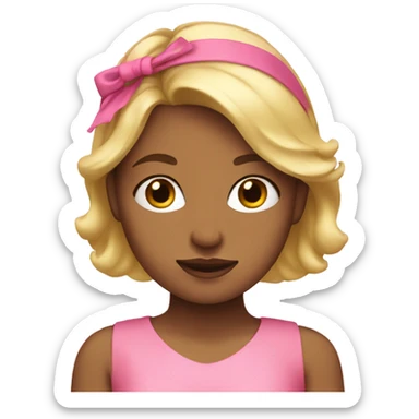 Girl with blond hair and pink headband and dress  sticker
