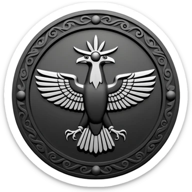 Minimal Faravahar-inspired ancient glyph,
Unicode-like pictogram similar to 𓄂𓆃,
abstract, single-symbol design,
monochrome, flat,
ancient carved sign,
no background, no text sticker