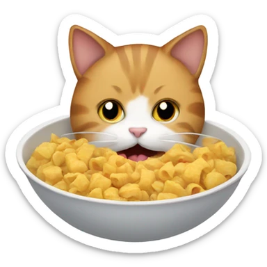 Cat eating food sticker