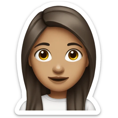 young female artist tan with long dark brown hair sticker