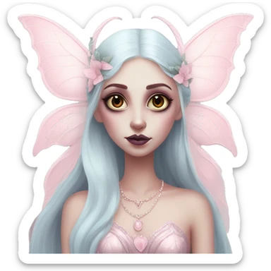magical pale pink pretty luna moth goth princess fairy bride sticker