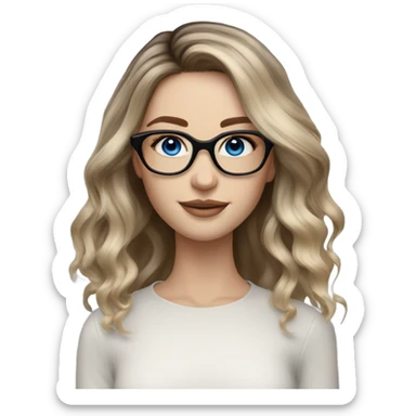 Shoulder length Balayage pale model lady with glasses and blue eyes  sticker