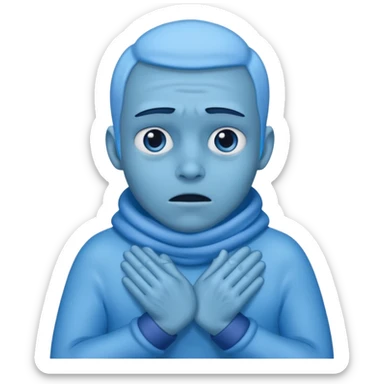 Uma pessoa azul de frio congelando sticker