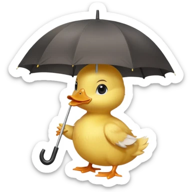 baby Duck holding white umbrella sticker
