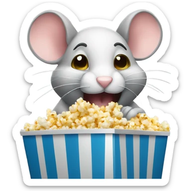 Mouse eating popcorn sticker