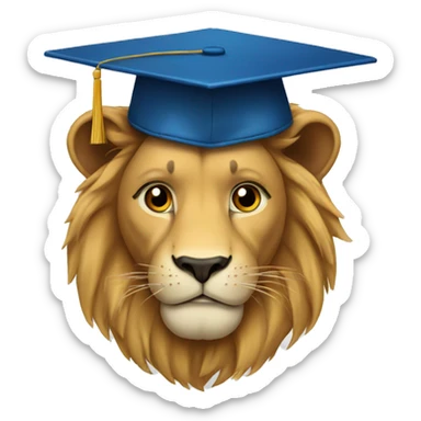 lion with a graduation cap sticker