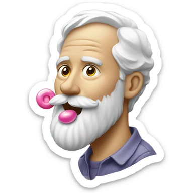 white bearded man blowing bubblegum  sticker
