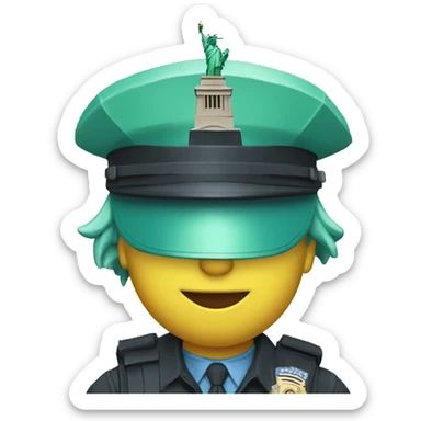 the statue of liberty with a police helmet sticker