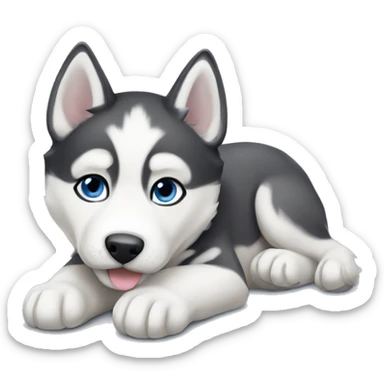 Husky puppy laying sticker