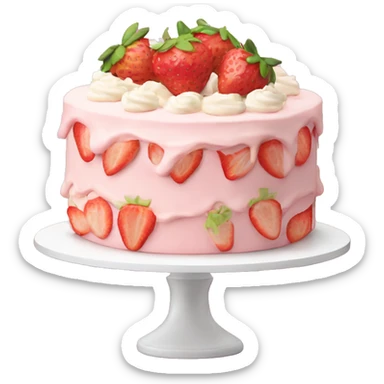 Light Pink strawberries and cream birthday cake  sticker